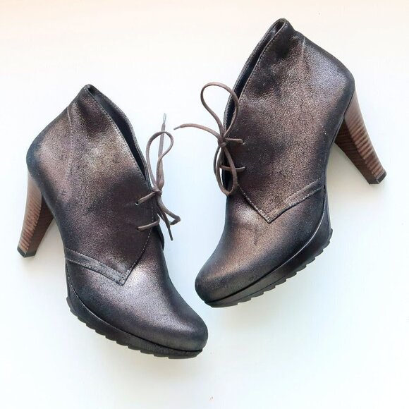 NEW Paul Green Shimmer Leather Lace Up High Heel Ankle Boots Booties Size 7.5 - Picture 16 of 16